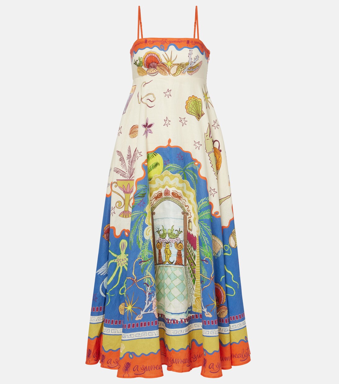 Robe longue Surrealist en lin | Alémais