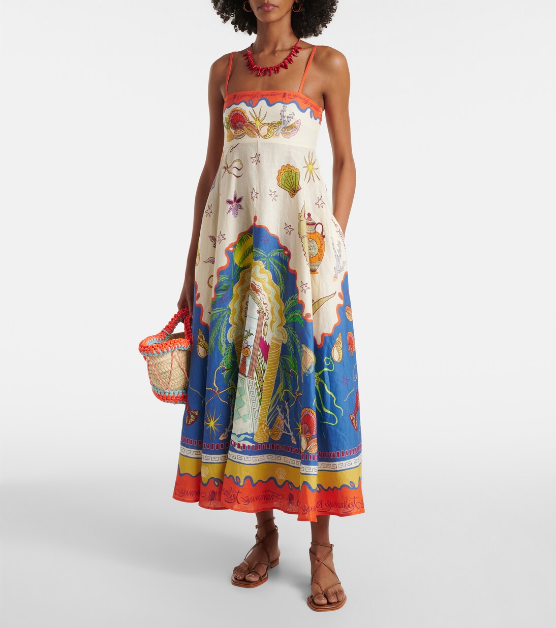 Robe longue Surrealist en lin | Alémais