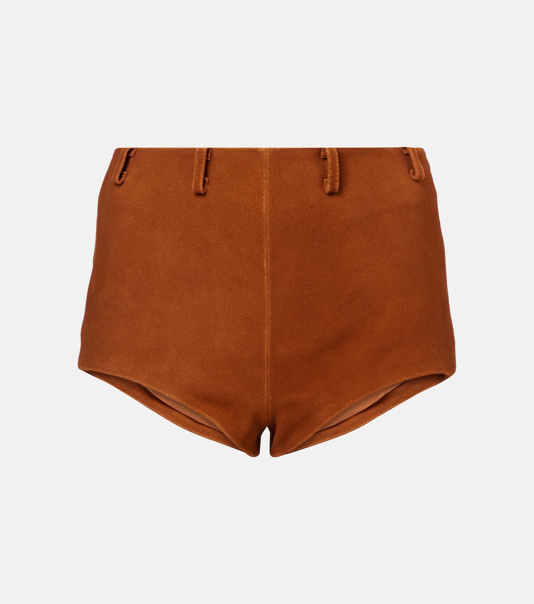 High-Rise Shorts aus Veloursleder | Self-Portrait