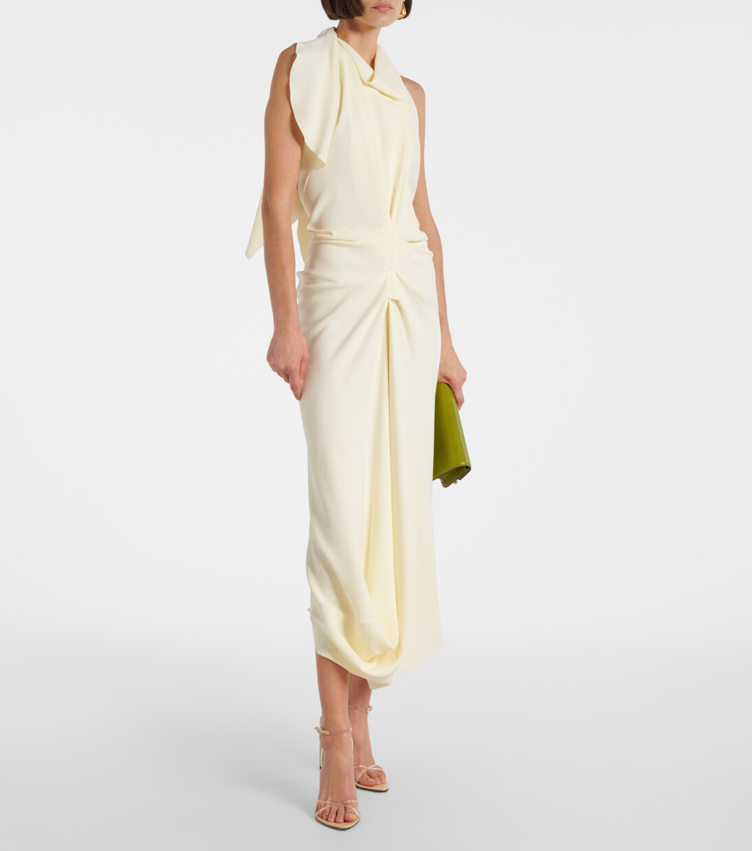 Gathered satin crepe midi dress | Victoria Beckham