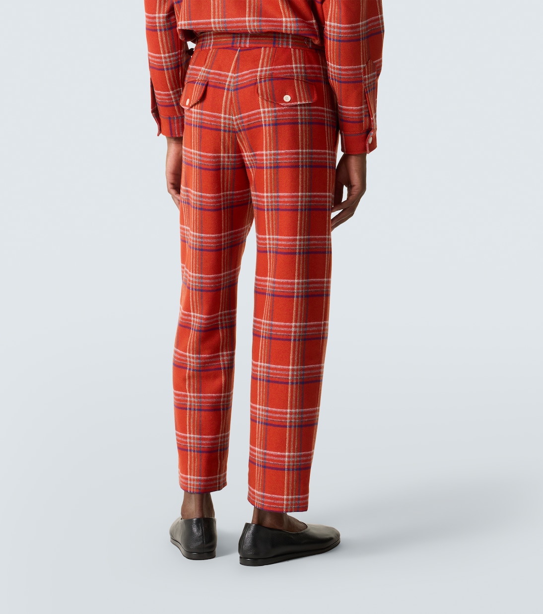 Pantalon droit Gable à carreaux en laine | Bode