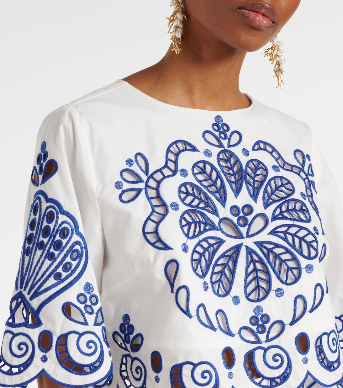 Besticktes Cropped-Top aus Baumwolle | Farm Rio