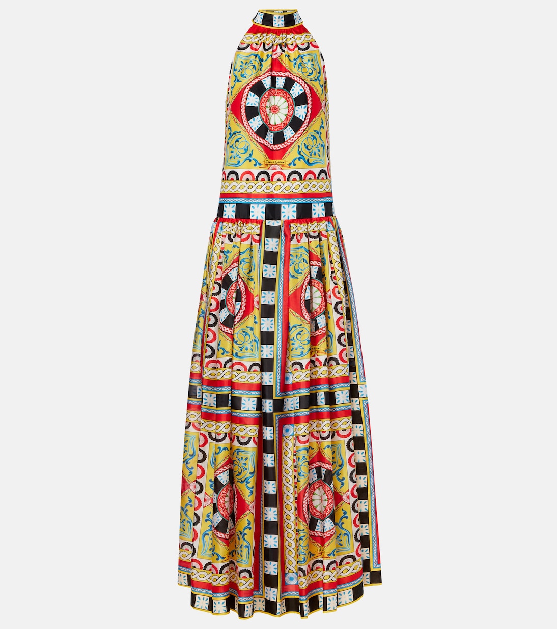 Abito lungo Taormina in seta con stampa | Dolce&Gabbana