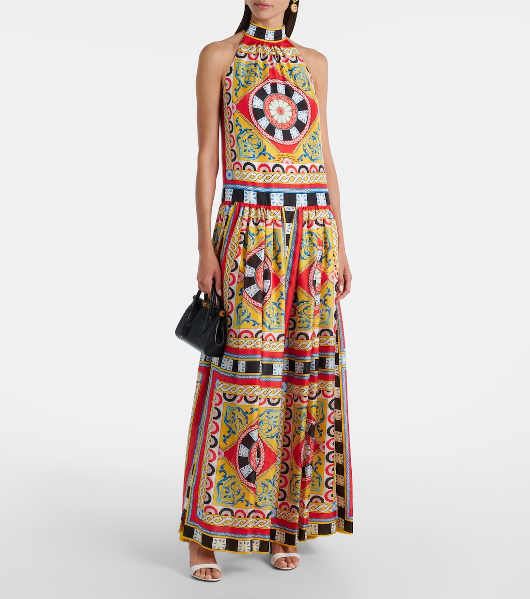 Abito lungo Taormina in seta con stampa | Dolce&Gabbana