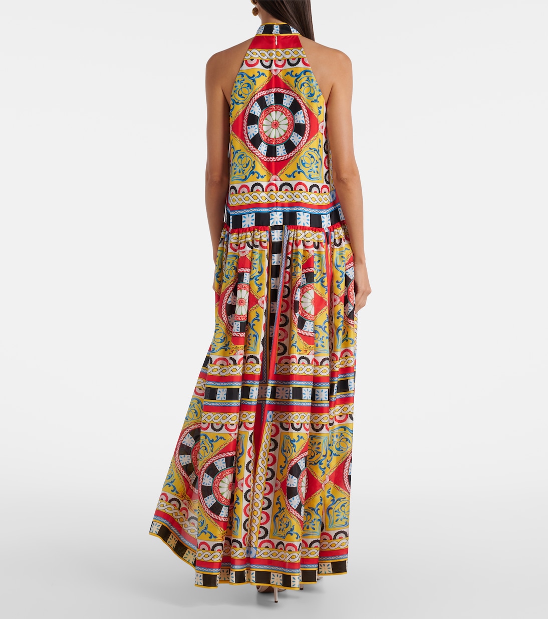 Abito lungo Taormina in seta con stampa | Dolce&Gabbana