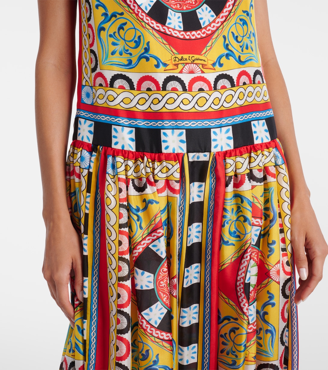 Abito lungo Taormina in seta con stampa | Dolce&Gabbana