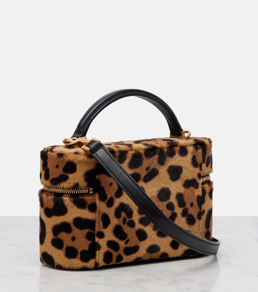 Gaby leopard-print calf hair vanity bag | Saint Laurent