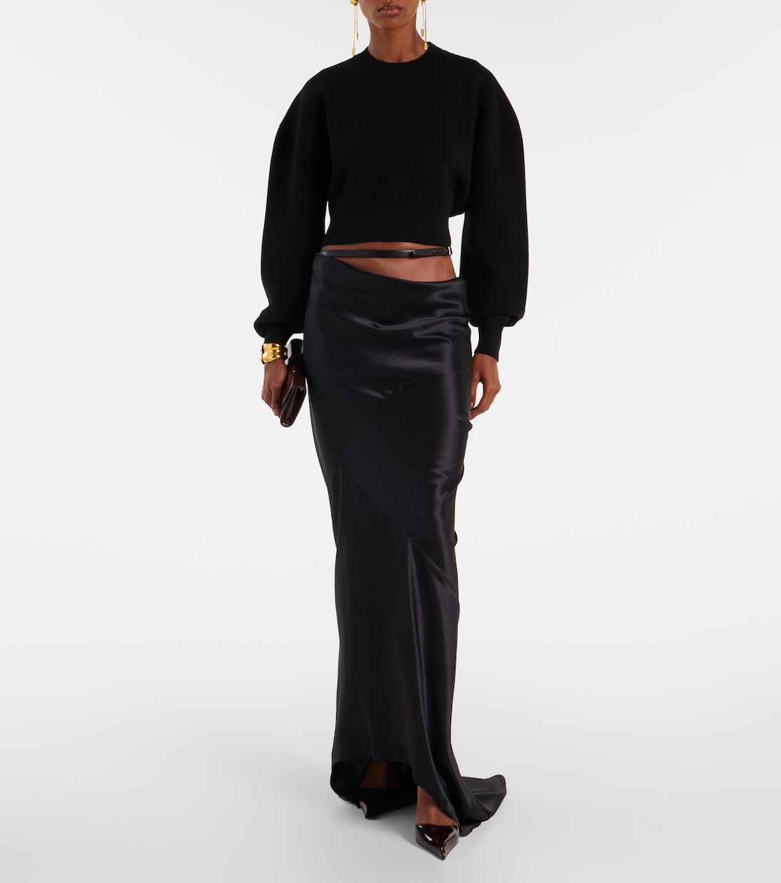 Gonna lunga asimmetrica in raso di seta | Tom Ford