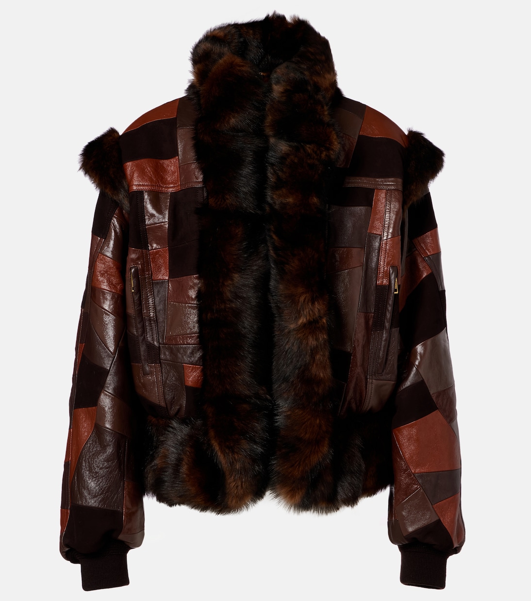 Shearling-trimmed leather bomber jacket | Chloé