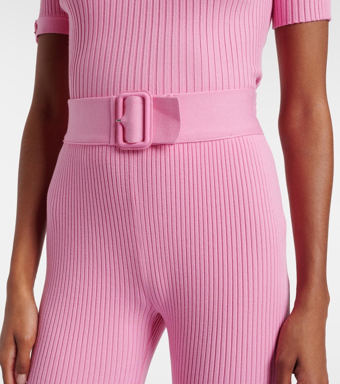 Pantalon capri en maille côtelée avec ceinture | Courrèges