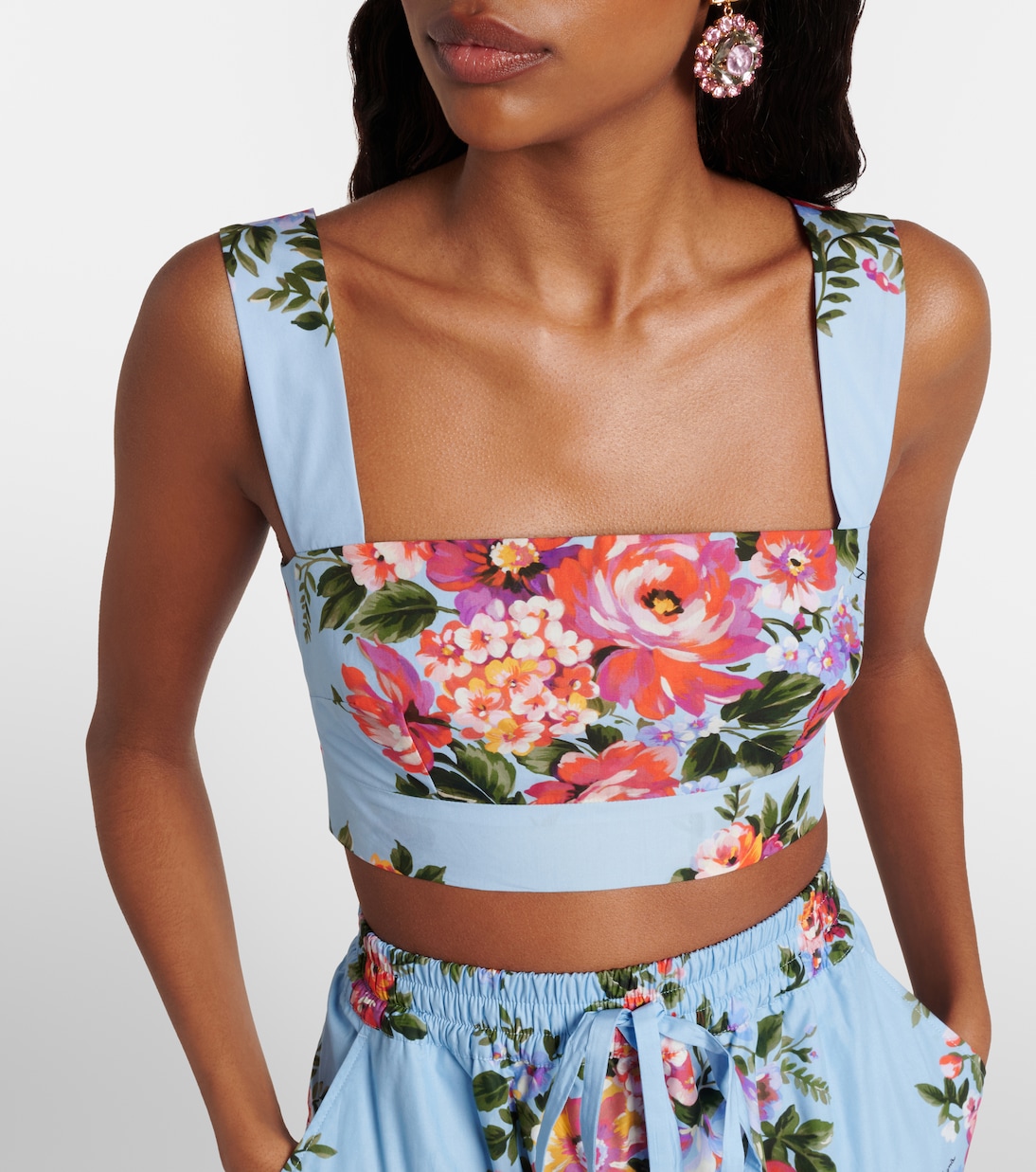 Crop top de algodón floral | Dolce&Gabbana