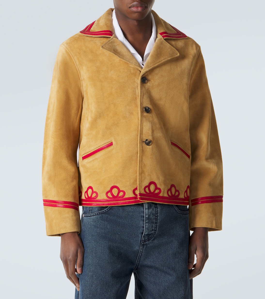 Giacca Trefoil in suede con pelle | Bode