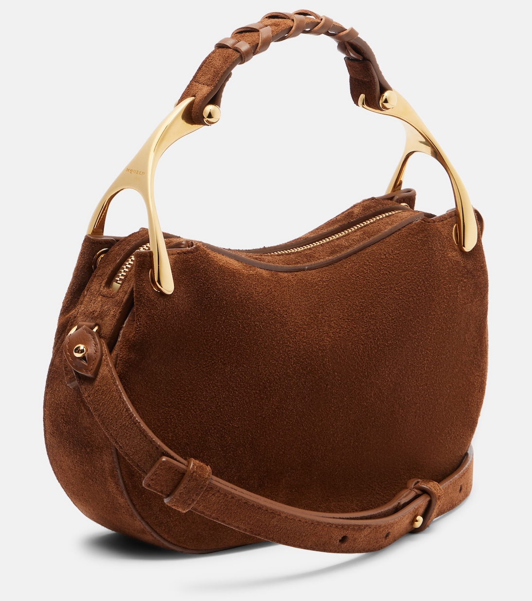 Henkeltasche Wishbone Mini aus Veloursleder | McQueen