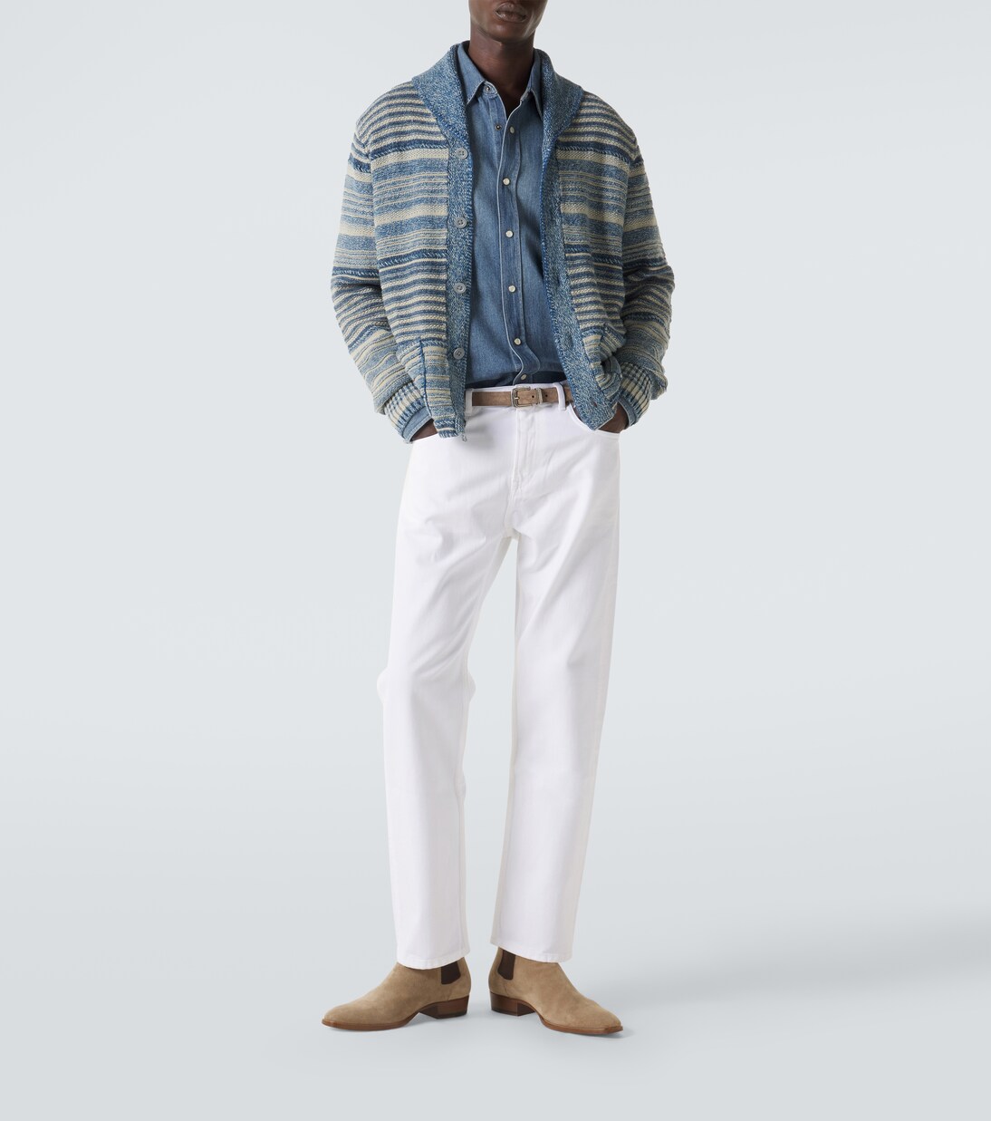 Striped cotton and linen cardigan | RRL