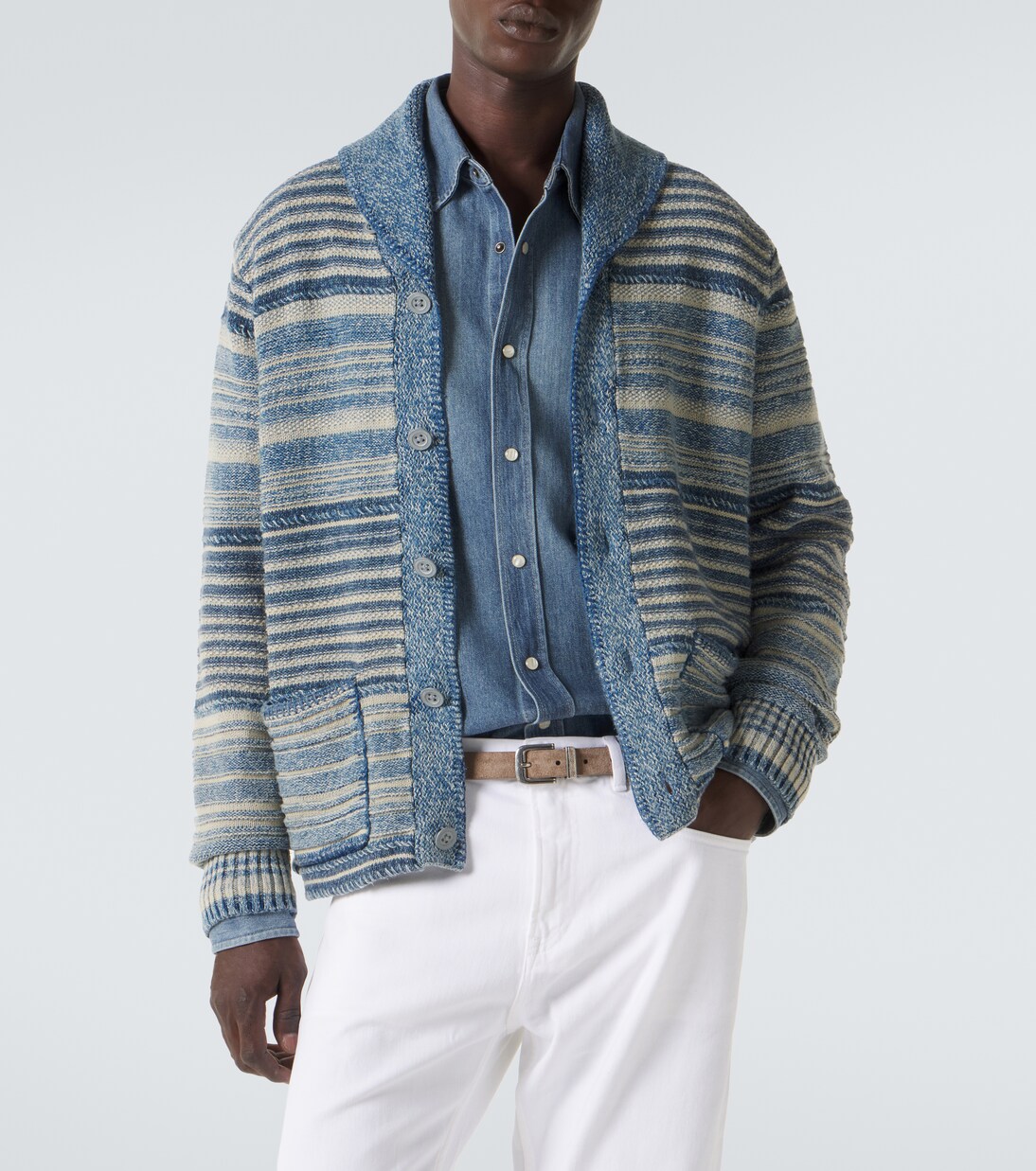 Striped cotton and linen cardigan | RRL