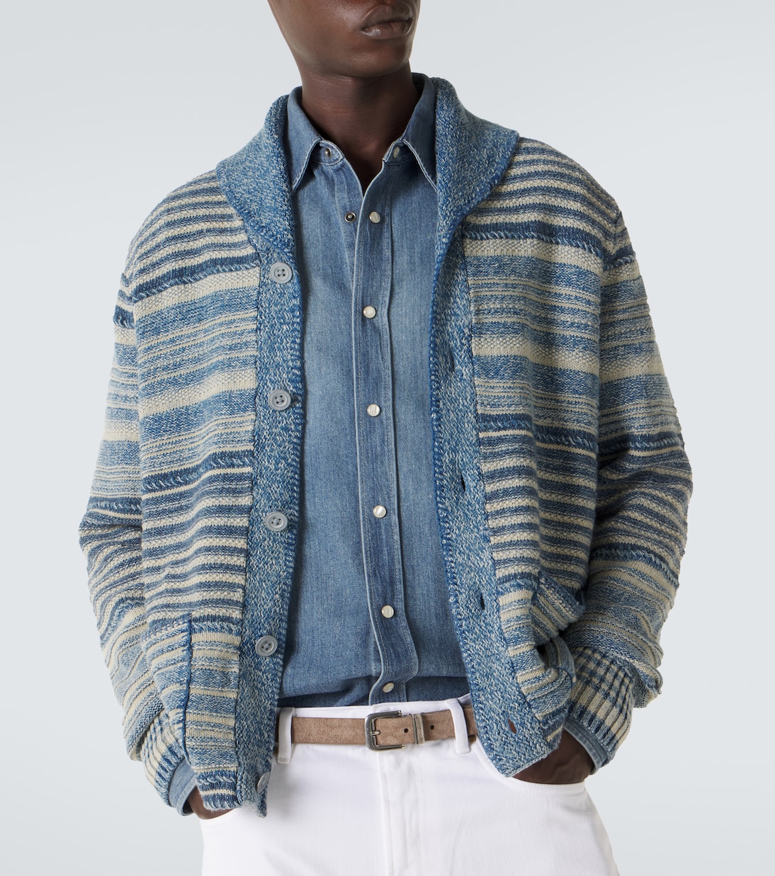 Striped cotton and linen cardigan | RRL