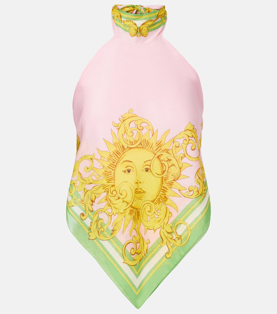 Printed cotton and silk voile top | Versace