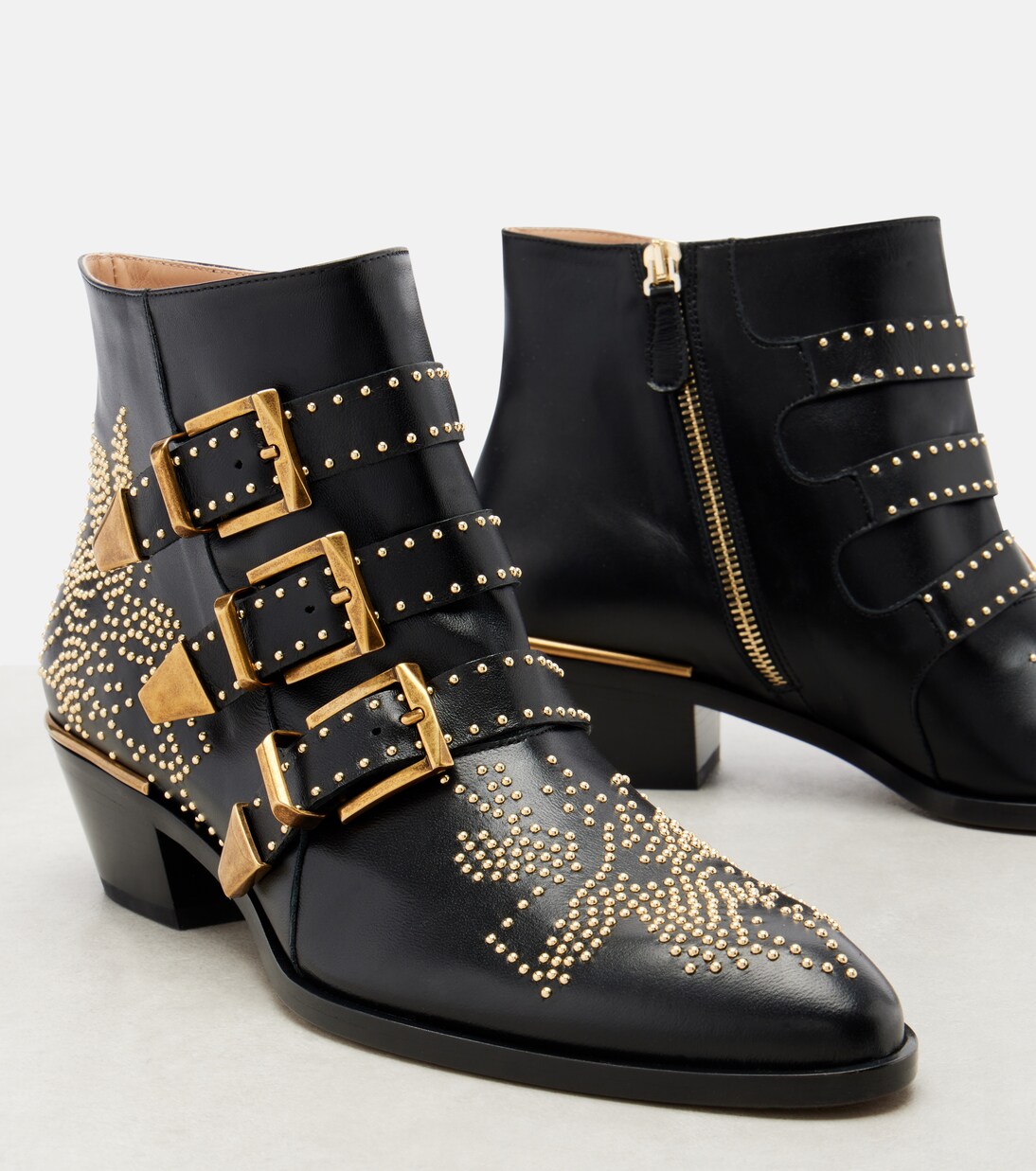 Susanna studded leather ankle boots | Chloé