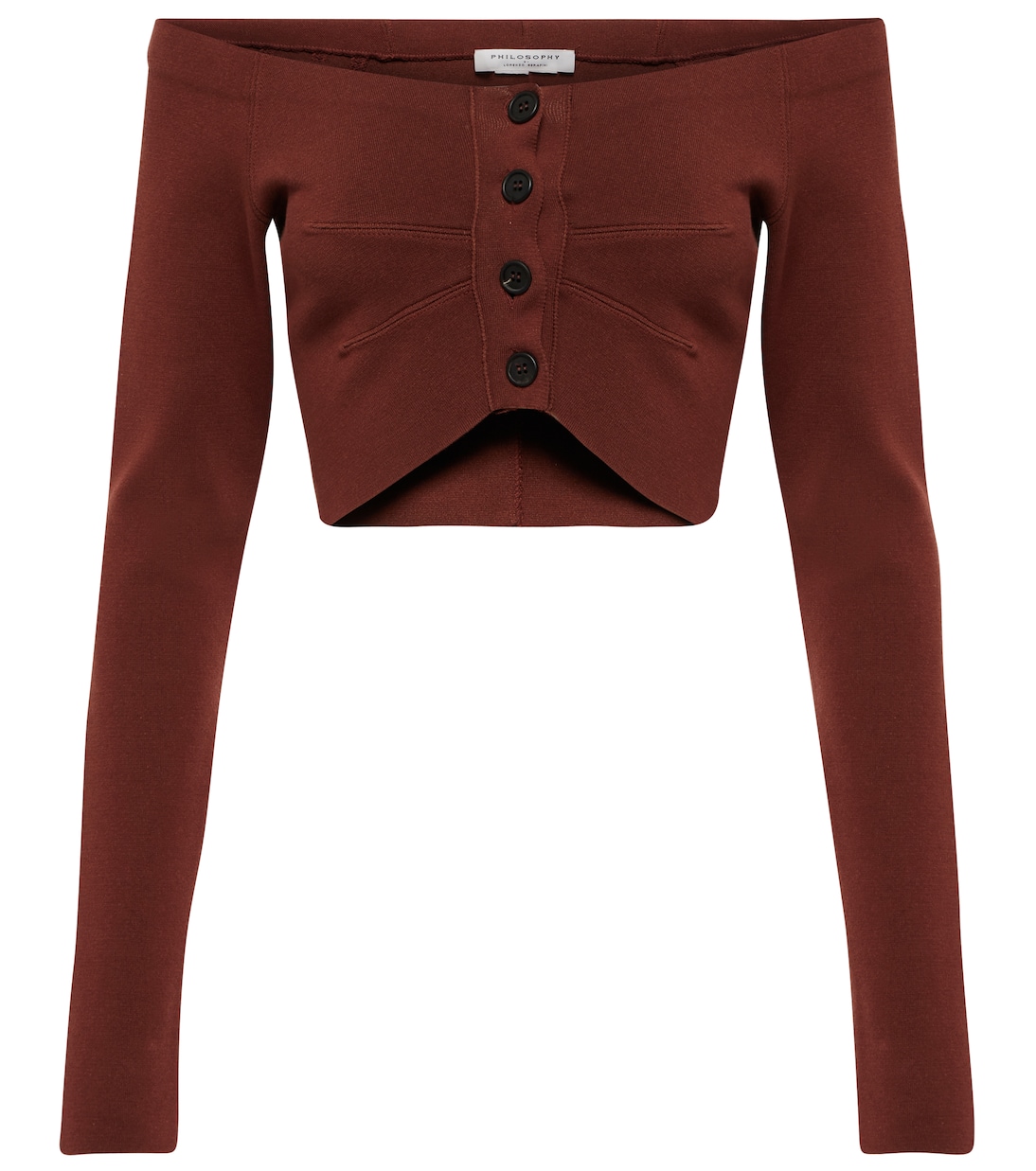 Top raccourci à encolure bardot en coton | Philosophy di Lorenzo Serafini