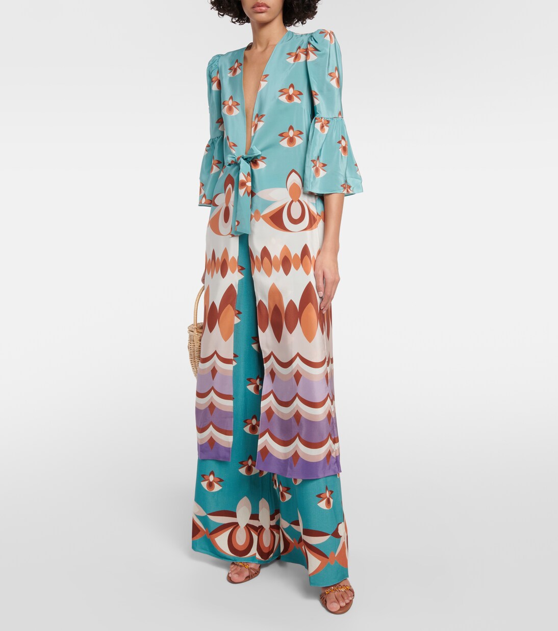 Bedrucktes Maxikleid Vintage aus Seide | Adriana Degreas