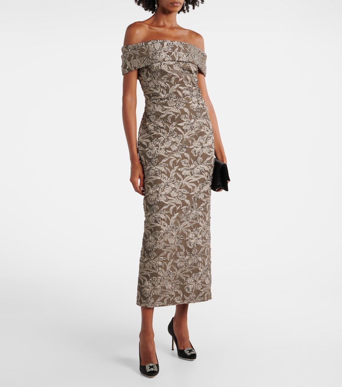Abito midi in jacquard metallizzato | Oscar de la Renta