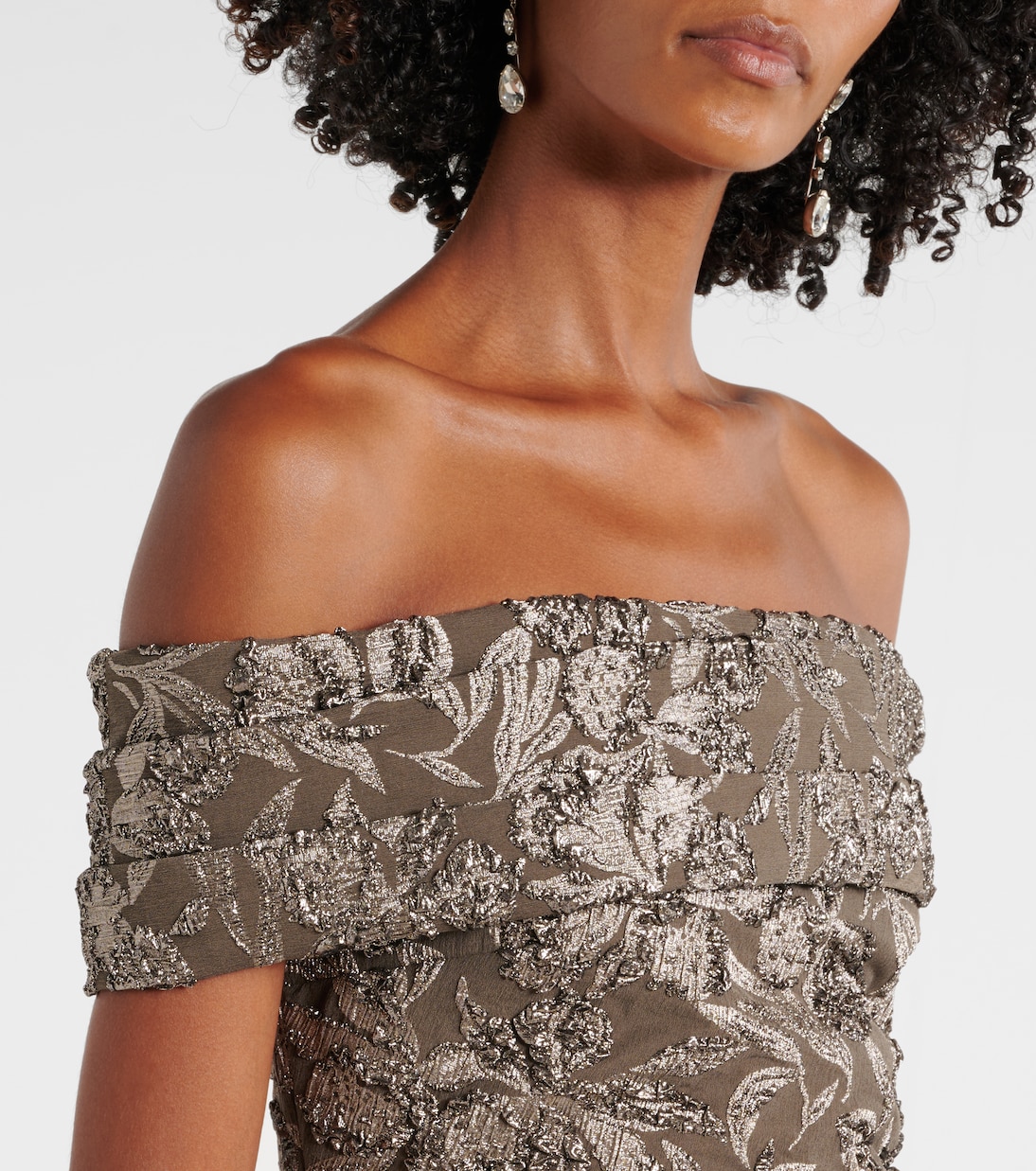 Abito midi in jacquard metallizzato | Oscar de la Renta