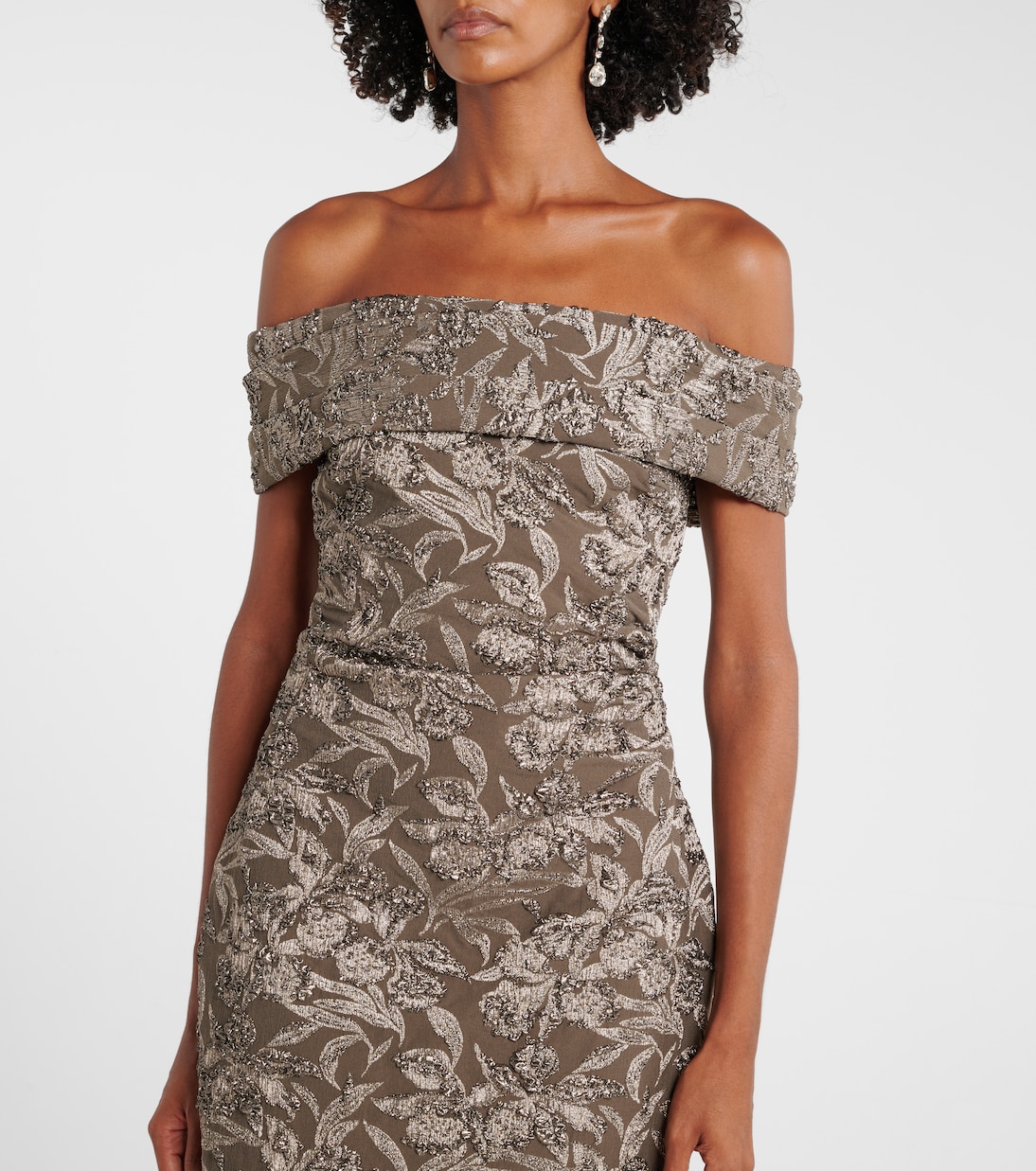 Abito midi in jacquard metallizzato | Oscar de la Renta