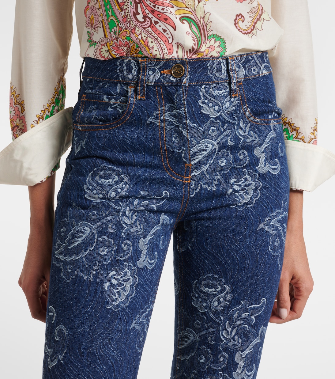 Floral jacquard slim jeans | Etro