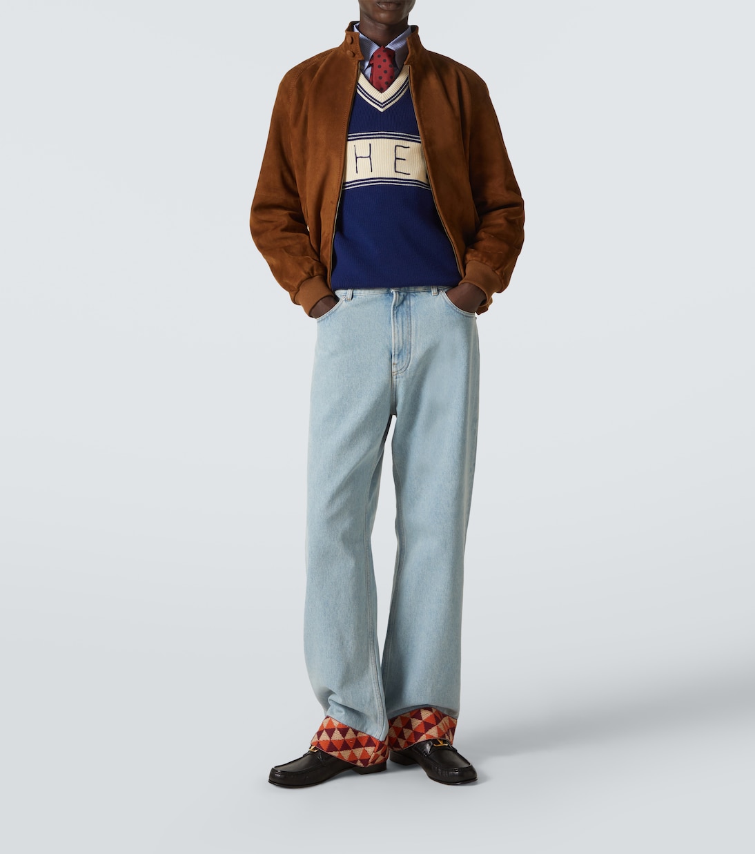 Jeans a gamba larga con jacquard | Valentino