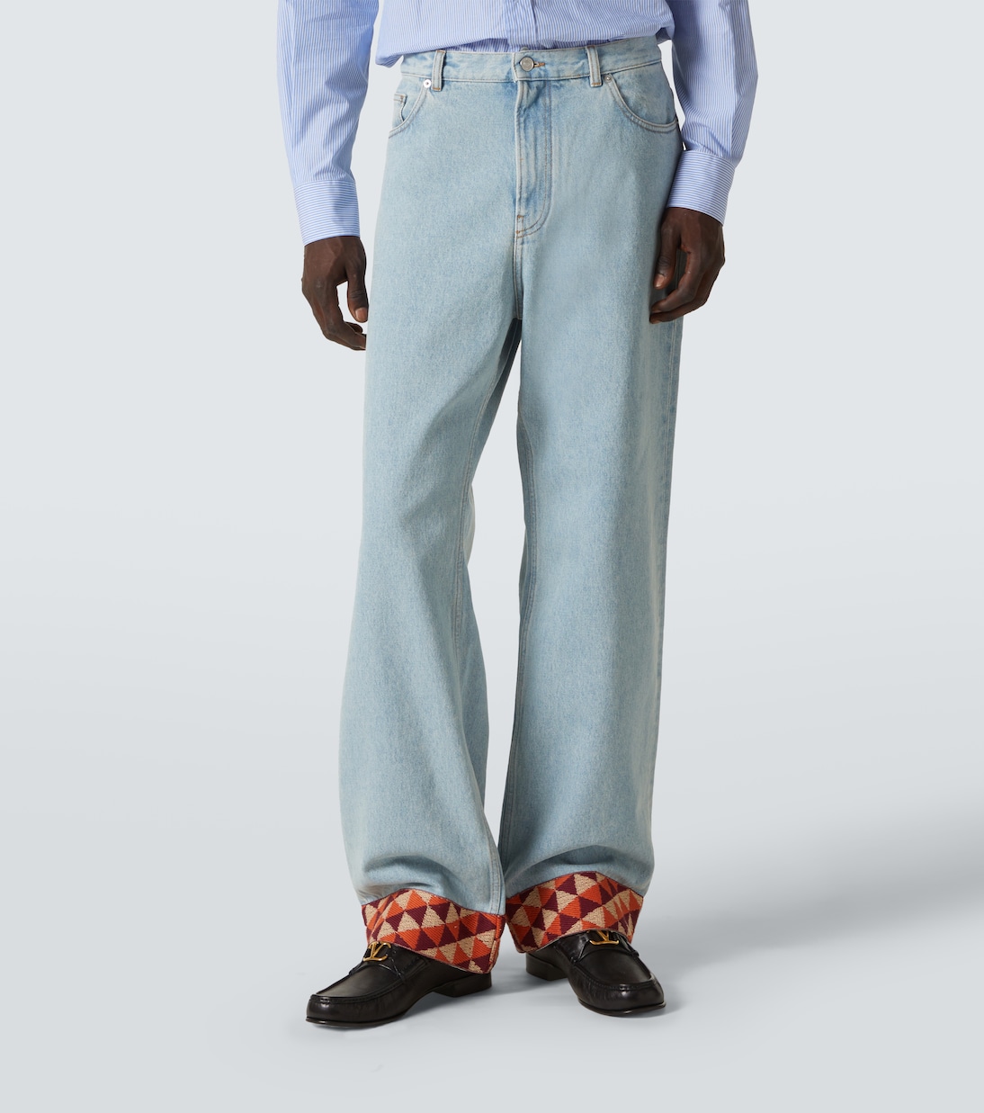 Jeans a gamba larga con jacquard | Valentino