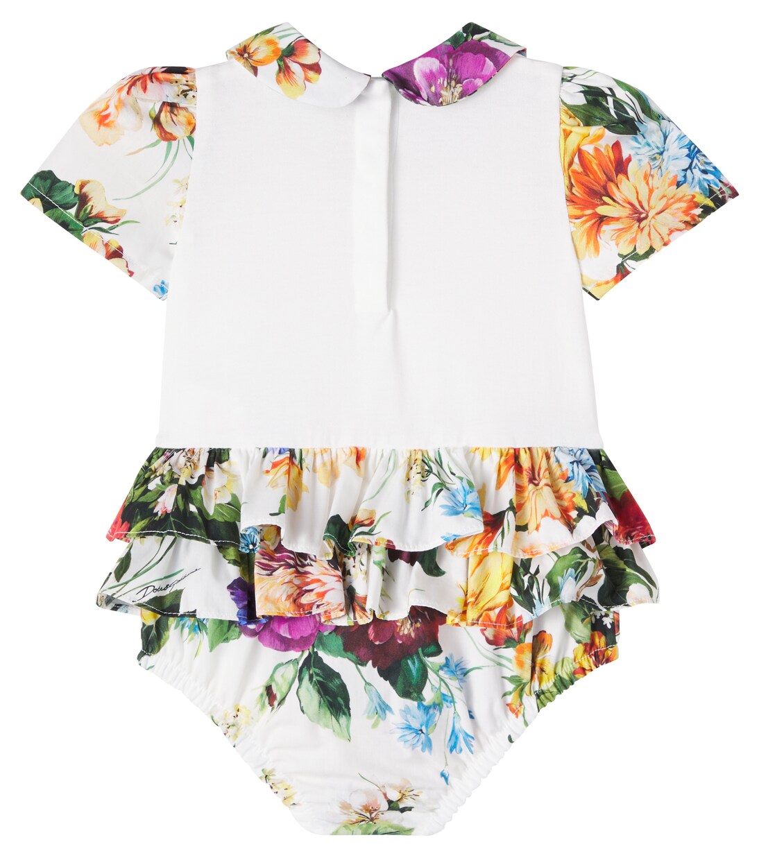 Baby DG floral cotton bodysuit | Dolce&Gabbana Kids