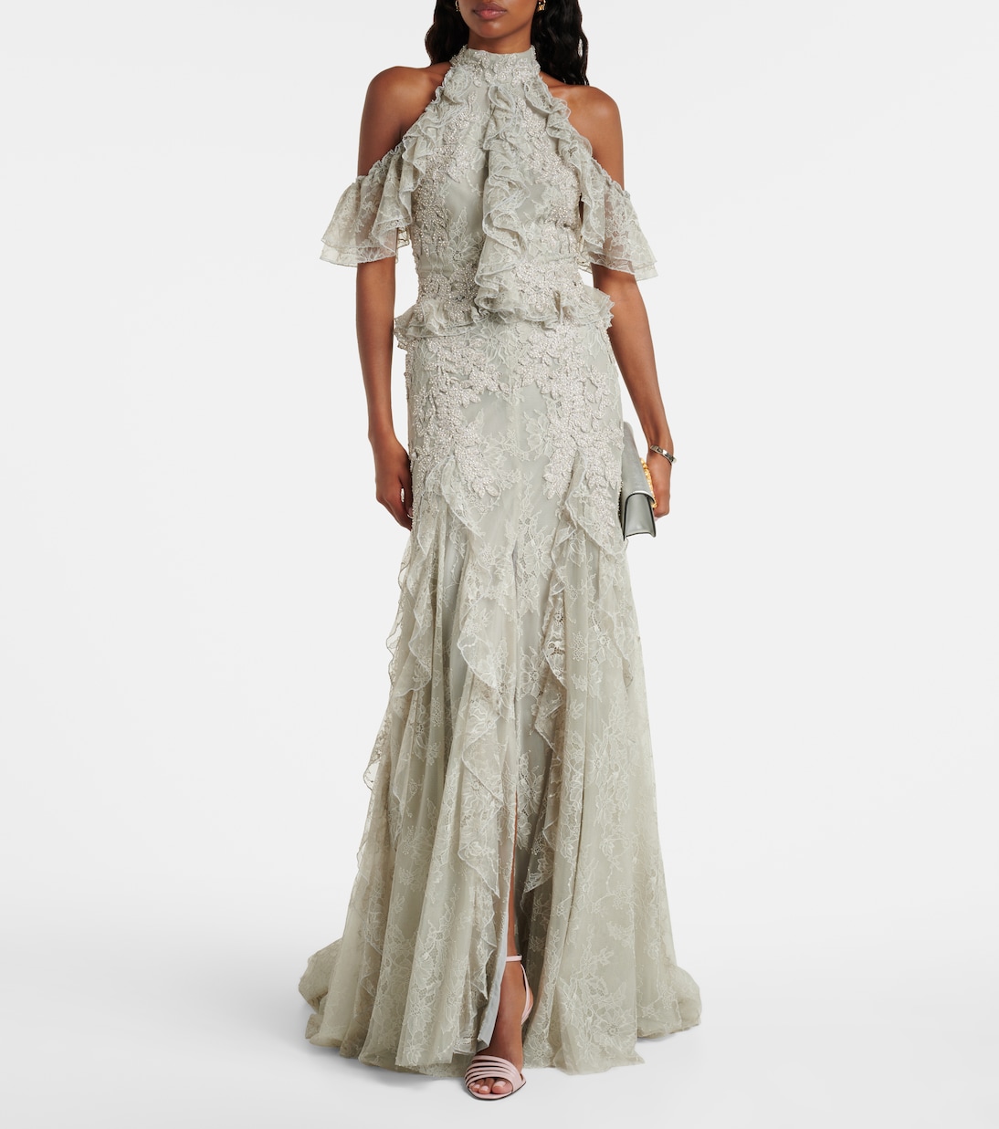 Verzierte Robe Rhodine aus Spitze | Costarellos