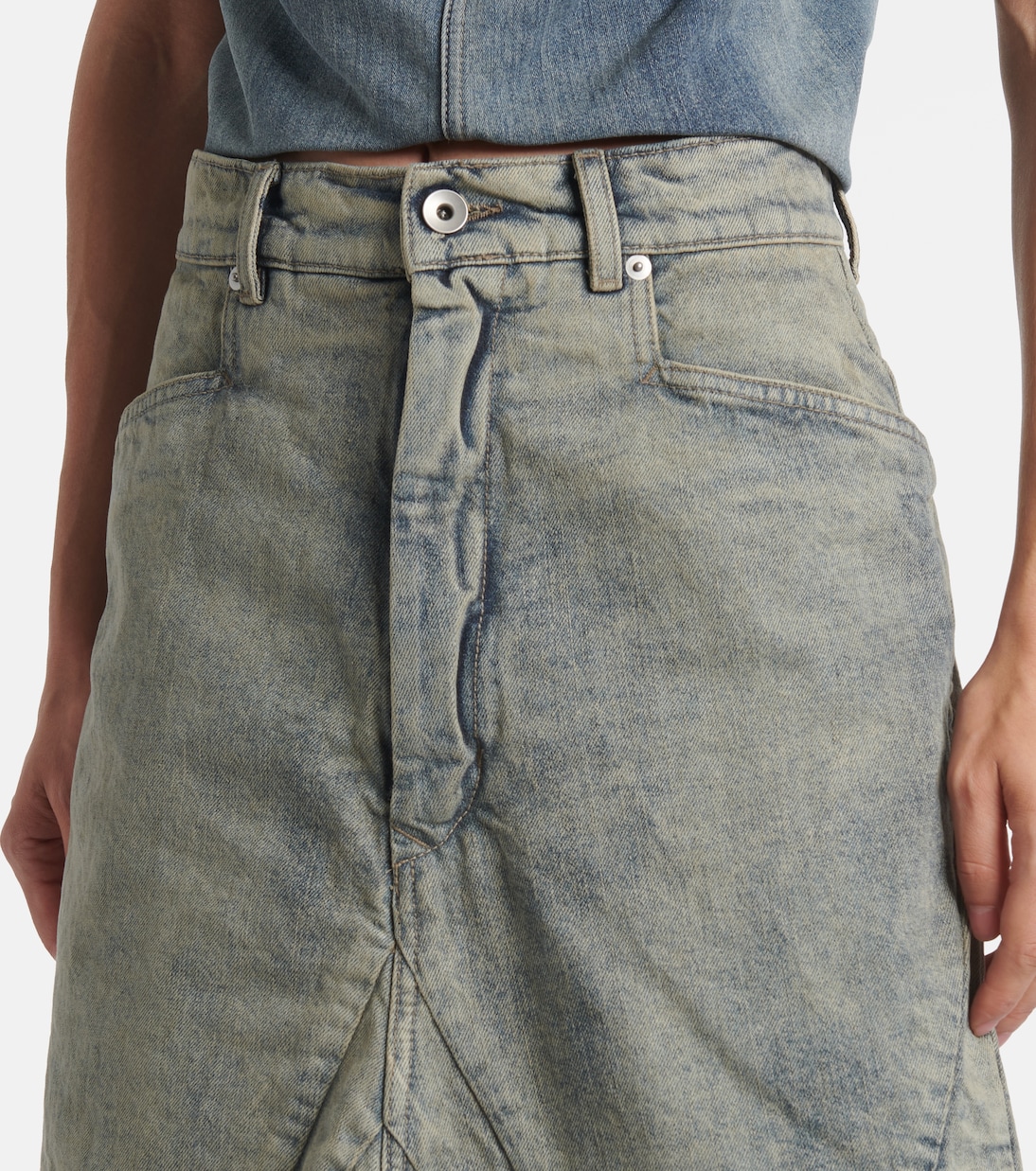 Distressed denim maxi skirt | Rick Owens
