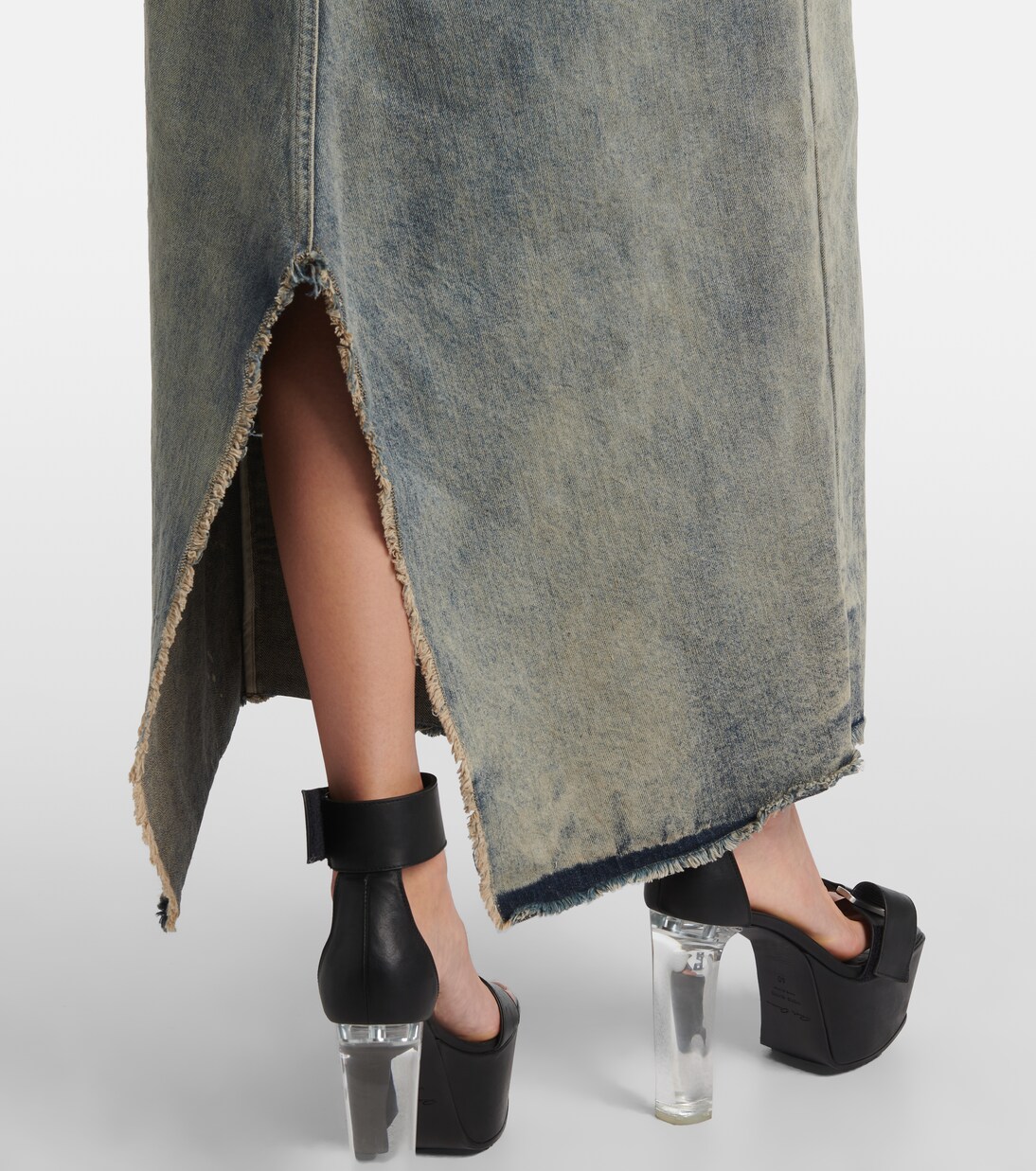 Distressed denim maxi skirt | Rick Owens
