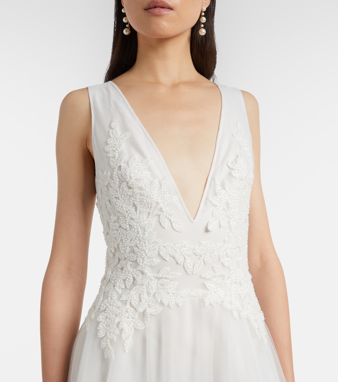 Verzierte Robe Graciella aus Tüll | Costarellos