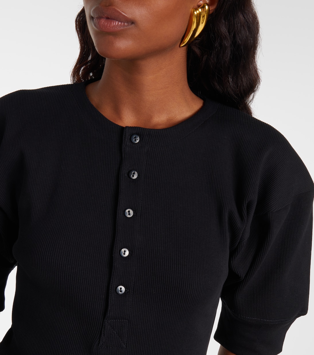 Camiseta Henley en mezcla de algodón | Victoria Beckham