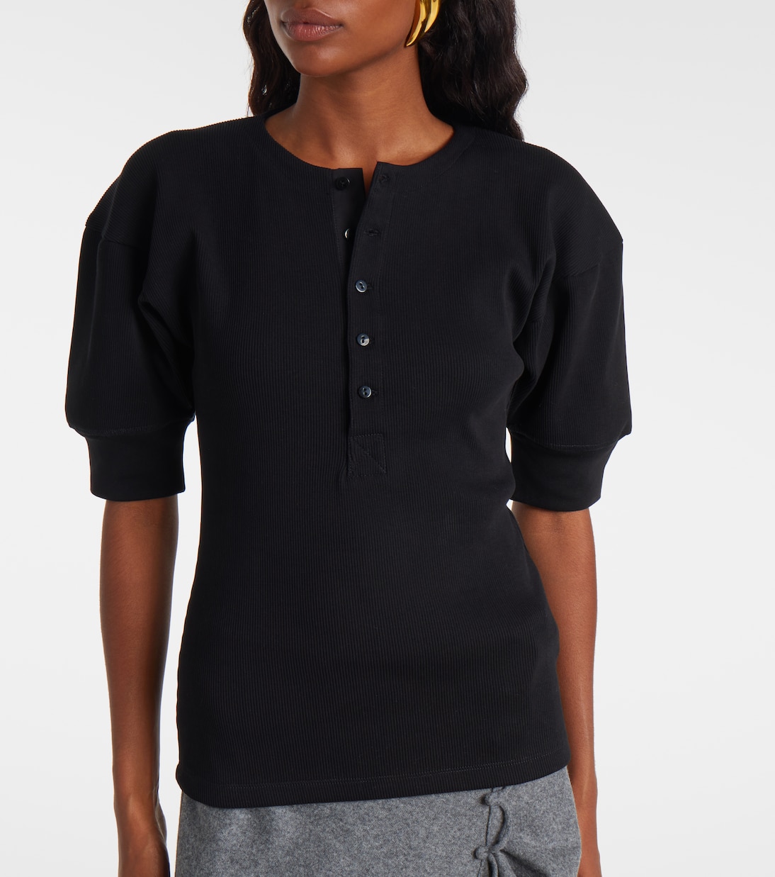 Camiseta Henley en mezcla de algodón | Victoria Beckham
