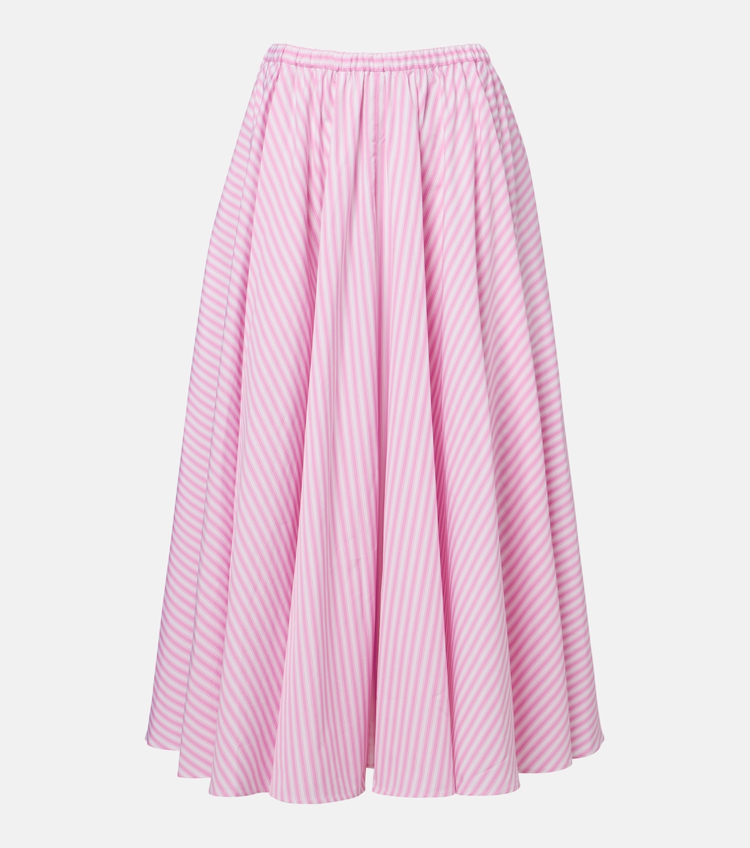 Pleated striped cotton poplin midi skirt | Patou