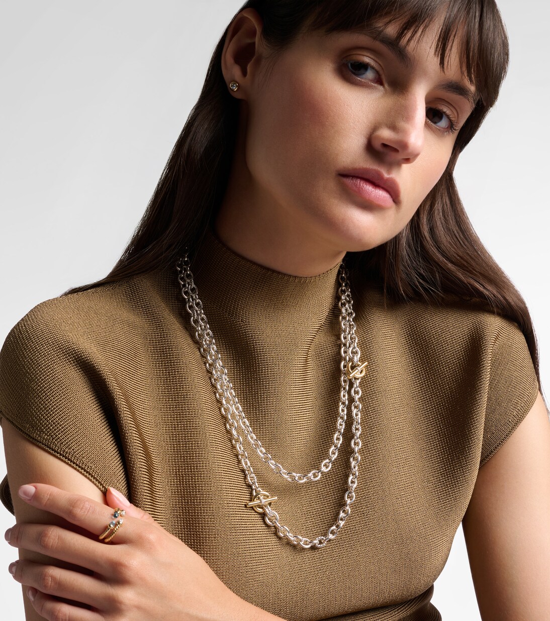 Collar de cadena DY Mercer® de oro de 18 ct y plata de ley con diamantes | David Yurman