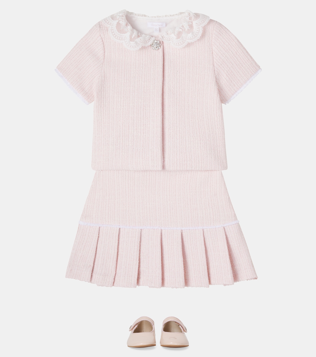 Lace-trimmed tweed jacket and skirt set  | Patachou