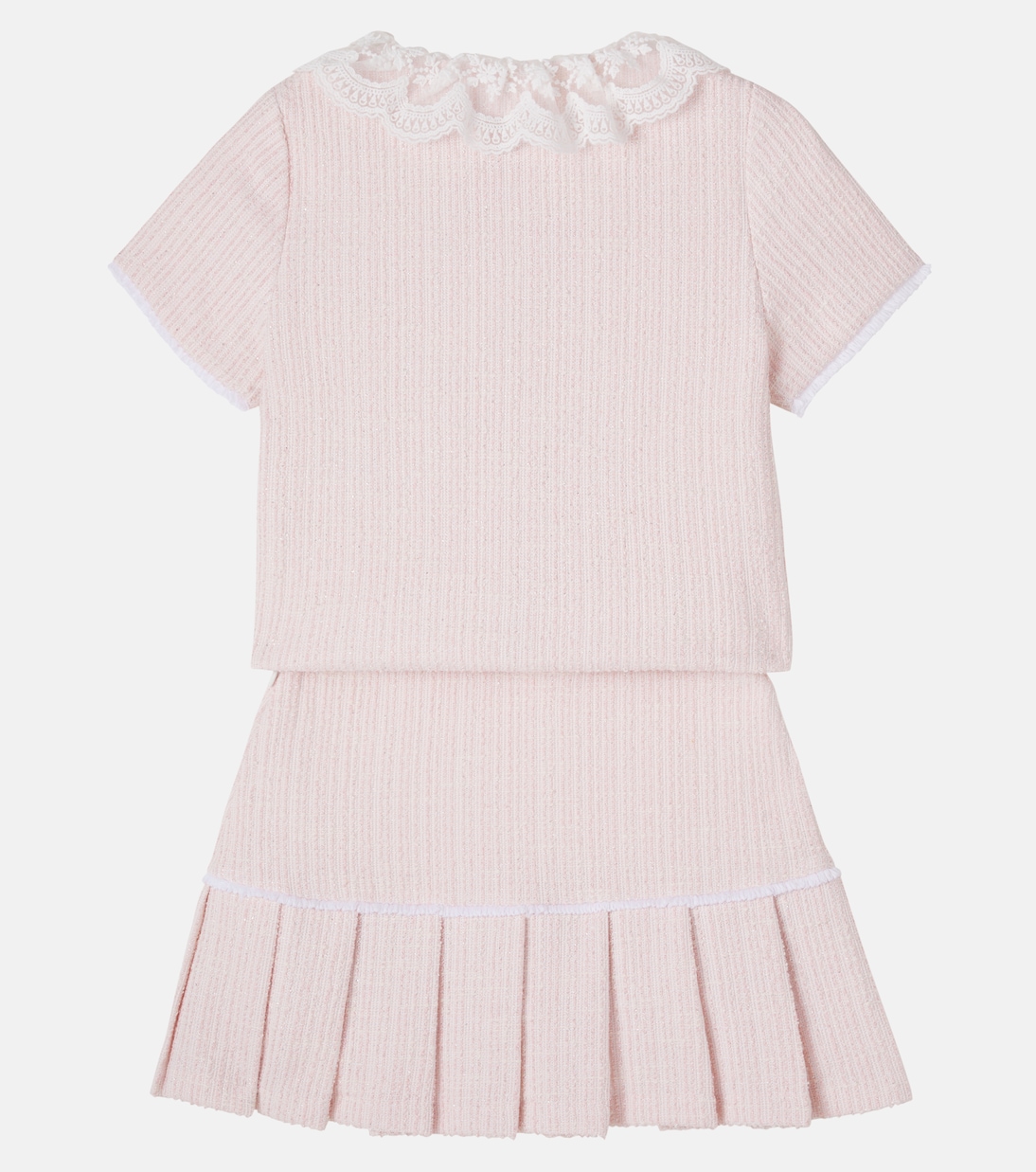 Lace-trimmed tweed jacket and skirt set  | Patachou