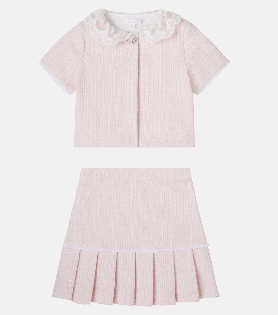Lace-trimmed tweed jacket and skirt set  | Patachou
