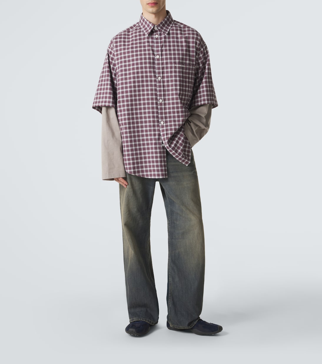 Layered checked cotton shirt | Balenciaga