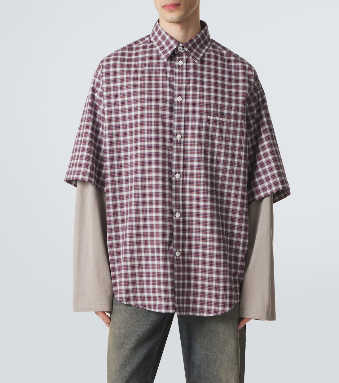 Layered checked cotton shirt | Balenciaga
