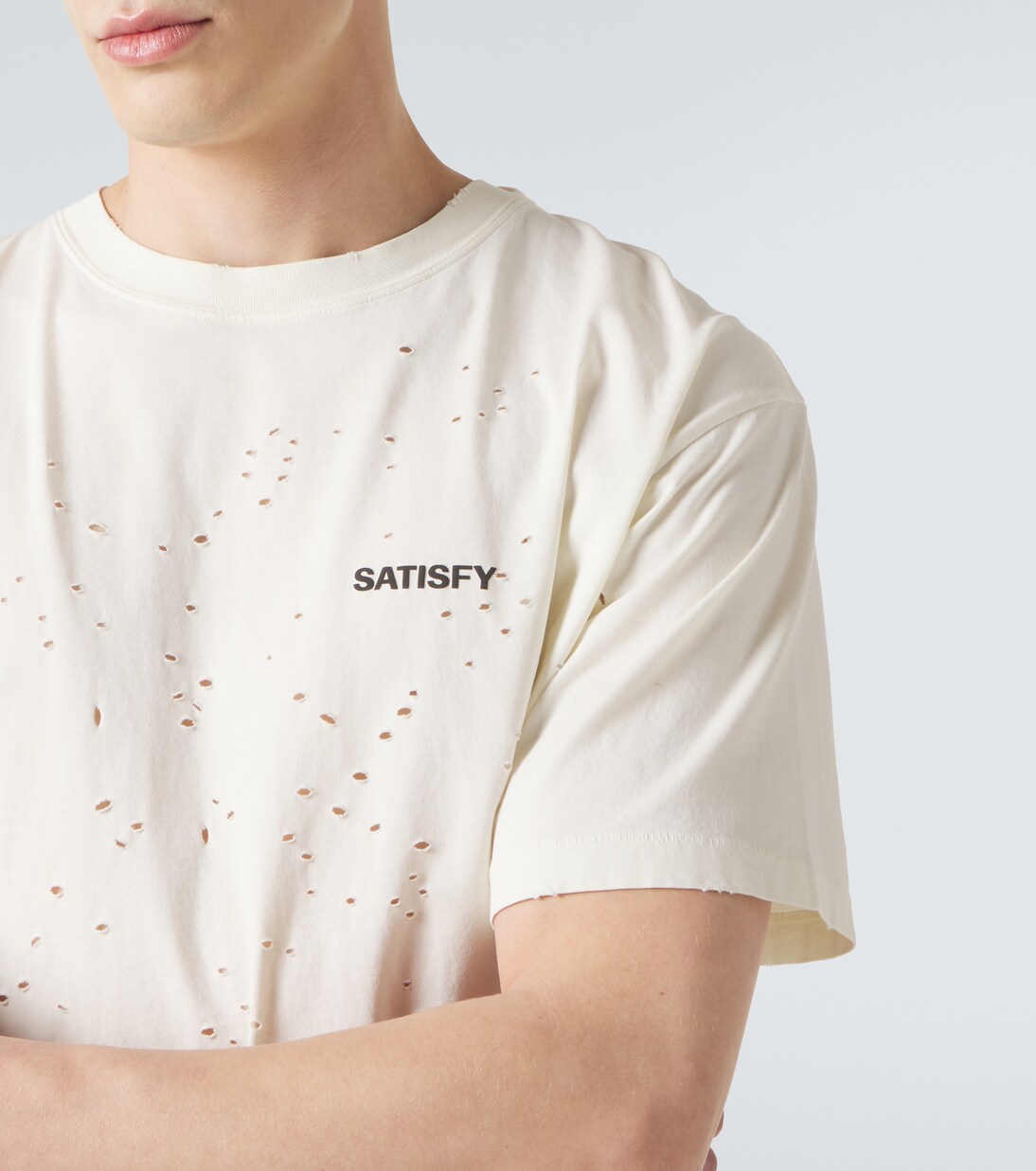 Distressed cotton jersey T-shirt | Satisfy