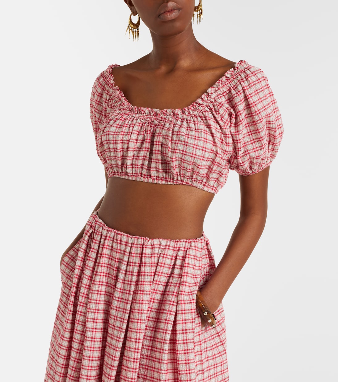 Murcia checked cotton crop top | Faithfull