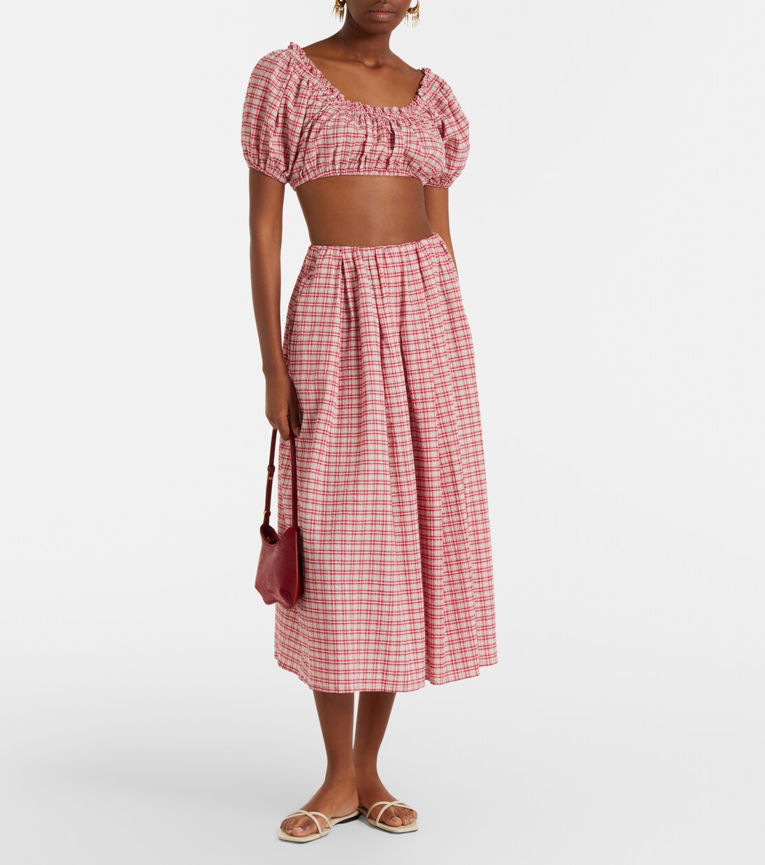 Murcia checked cotton crop top | Faithfull