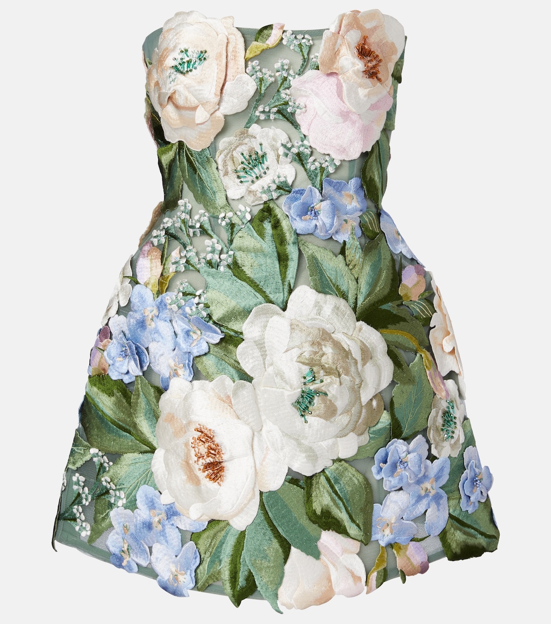 Vestido corto Roselle con apliques florales | Leo Lin