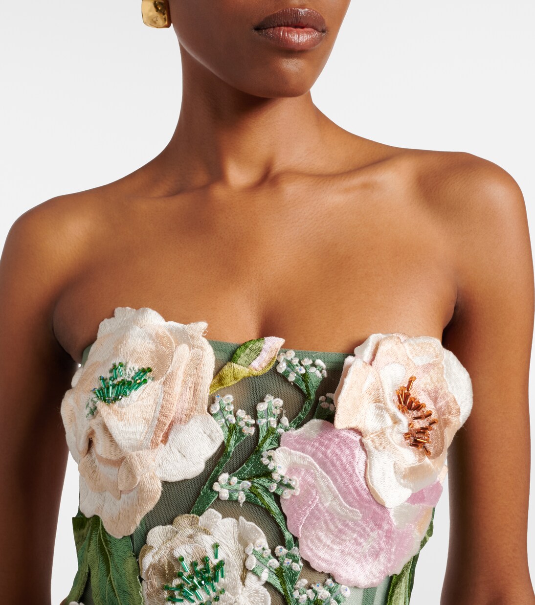 Vestido corto Roselle con apliques florales | Leo Lin