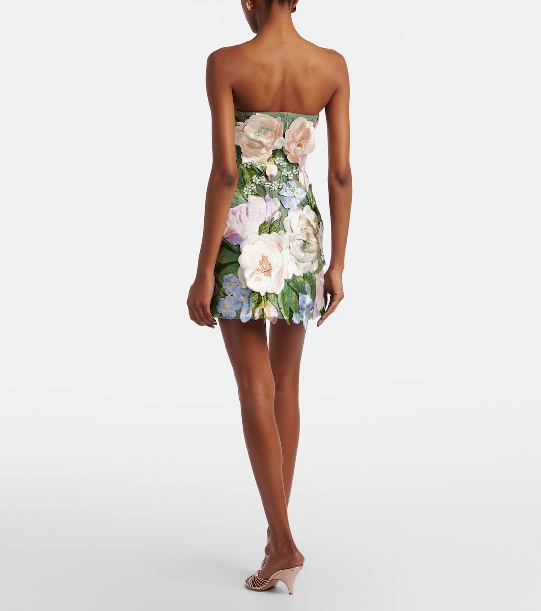 Vestido corto Roselle con apliques florales | Leo Lin